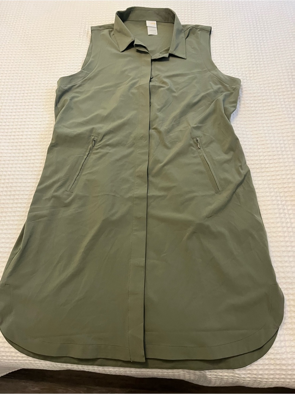 Lole Sleeveless Shirt Dress in Olive Green